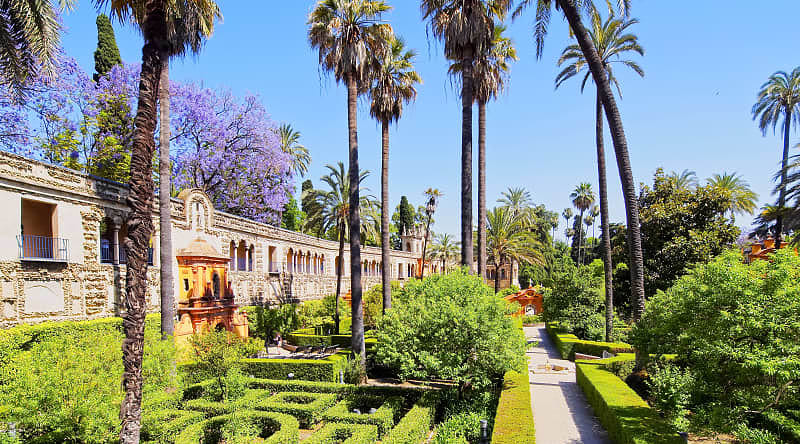 Real Alcazar gardens in Seville, Spain. Real Alcazar gardens in Seville, Spain.