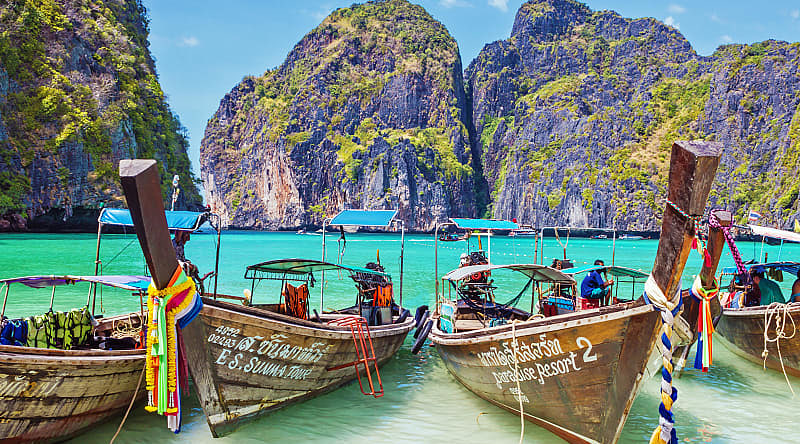 View of Maya Bay in Phi Phi Island in Thailand. View of Maya Bay in Phi Phi Island in Thailand.