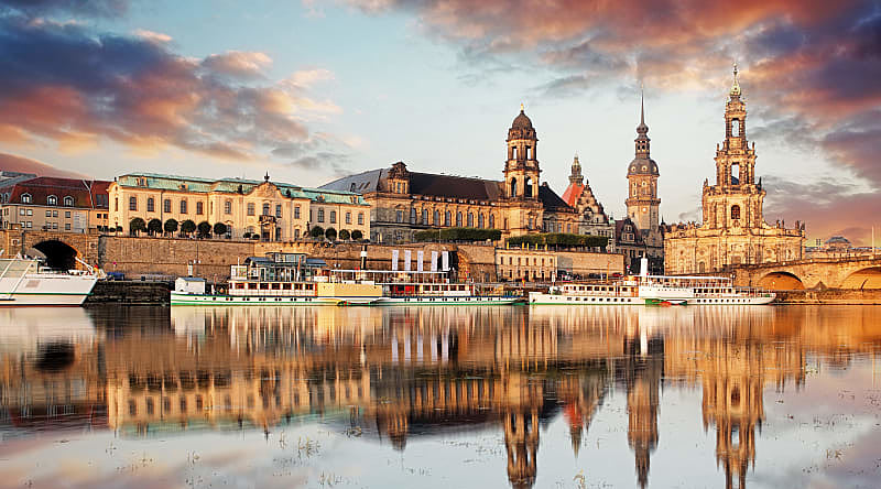 Dresden Old Town over Elbe river, Germany Dresden Old Town over Elbe river, Germany