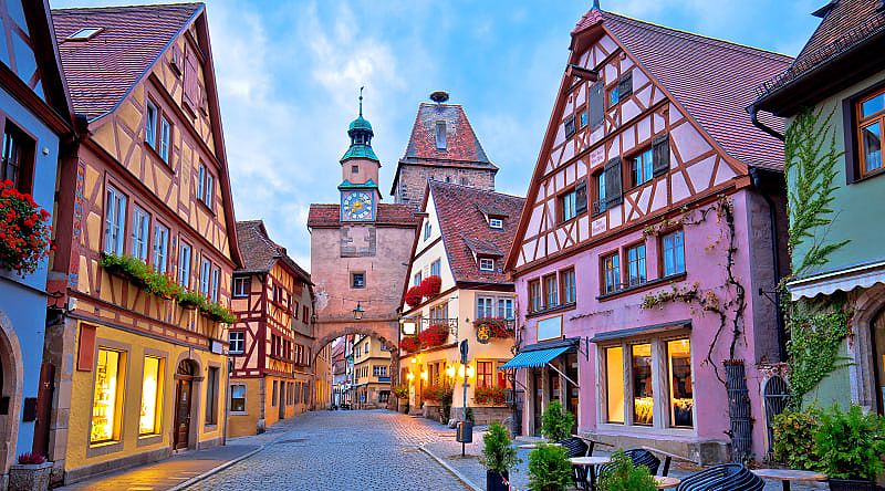 Historic town of Rothenburg ob der Tauber in the Bavaria region of Germany.