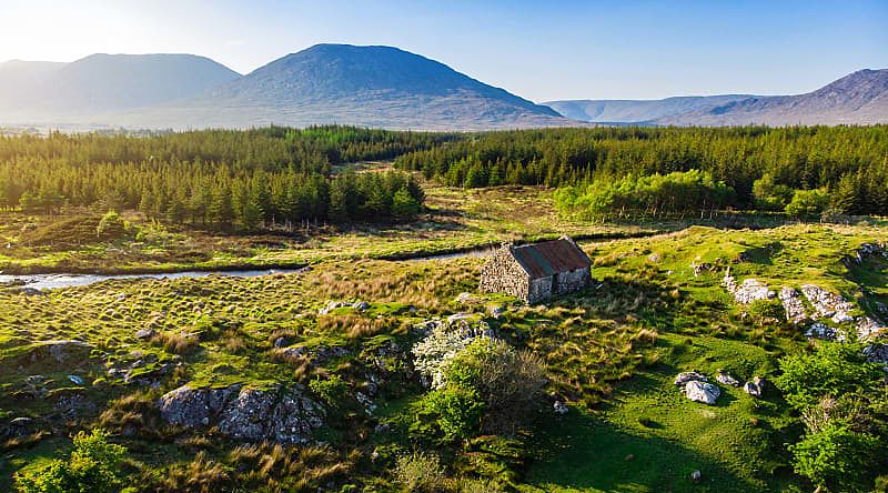 Sunset over the Connemara region in Ireland.