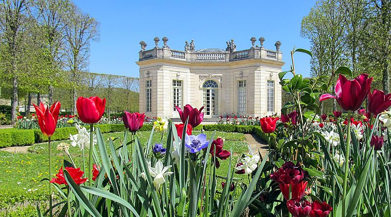 The Petit Trianon at the Palace of Versailles in Versailles, France.