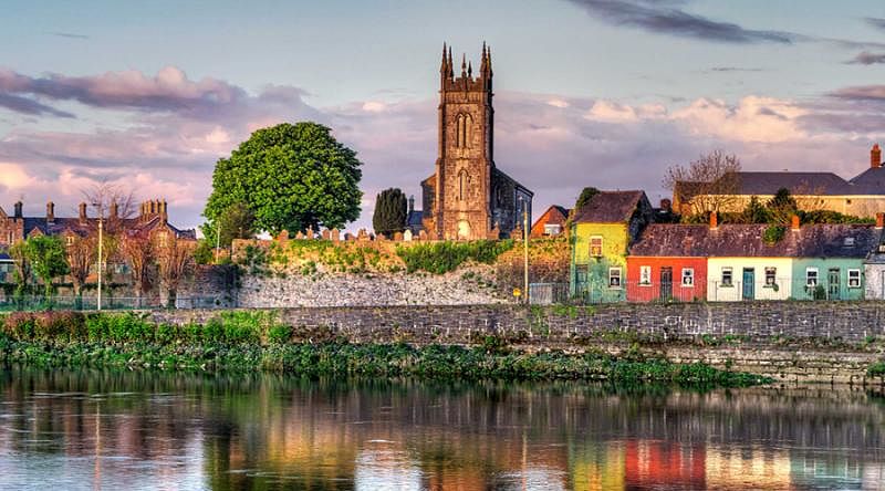 Limerick city on a scenery of Shannon river