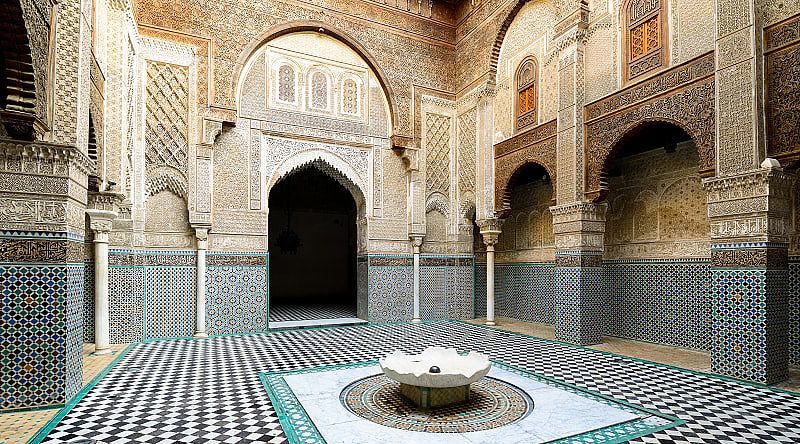 Interior of the Al-Qarawiyyin Mosque in Fez, Morocco