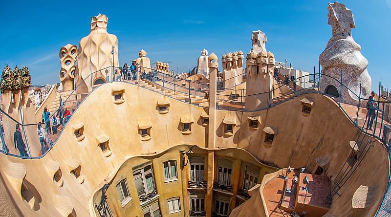 Architecture designed by Antoni Gaudi in Barcelona. Architecture designed by Antoni Gaudi in Barcelona.