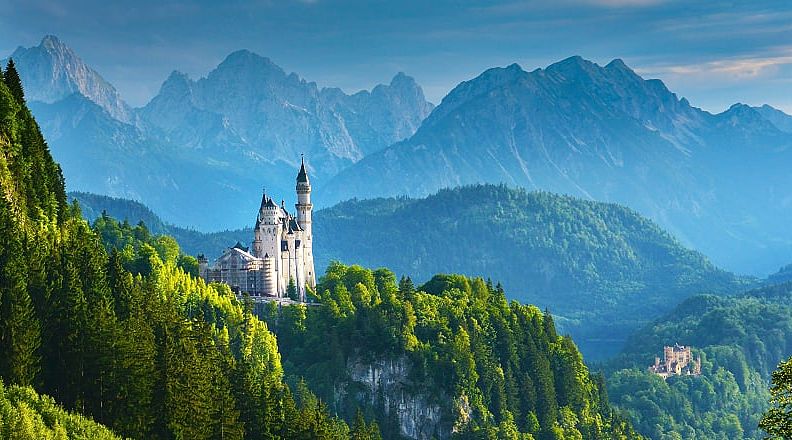 Neuschwanstein Castle in the Bavarian Alps, Germany