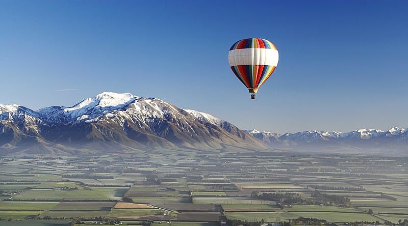 Hot air ballon over Christchurch in New Zealand Hot air ballon over Christchurch in New Zealand