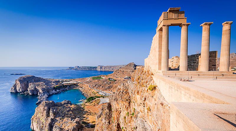 Lindos Acropolis in Rhodes, Greece