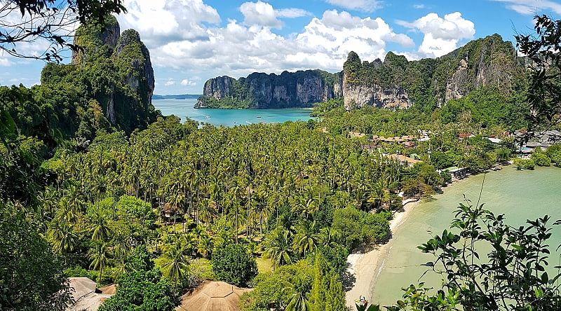 Tropical jungle, beaches and karst rock formations in Krabi, Thailand