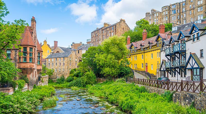 Dean Village in Edinburgh, Scotland. Dean Village in Edinburgh, Scotland.
