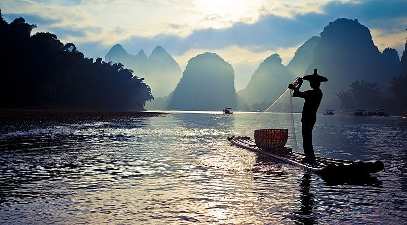 Fisherman at Lijiang river in China 