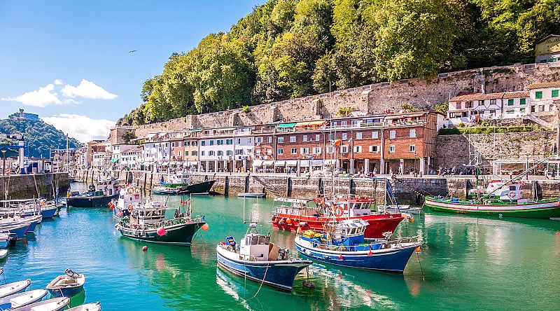 Old Town Harbour in San Sebastian, Spain. 