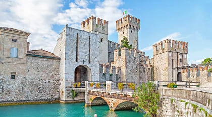 13th century Scaliger castle in Sirmione on Lake Garda near Verona, Italy