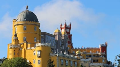 The fabulous Pena National Palace on one of the hills of Sintra, Portugal