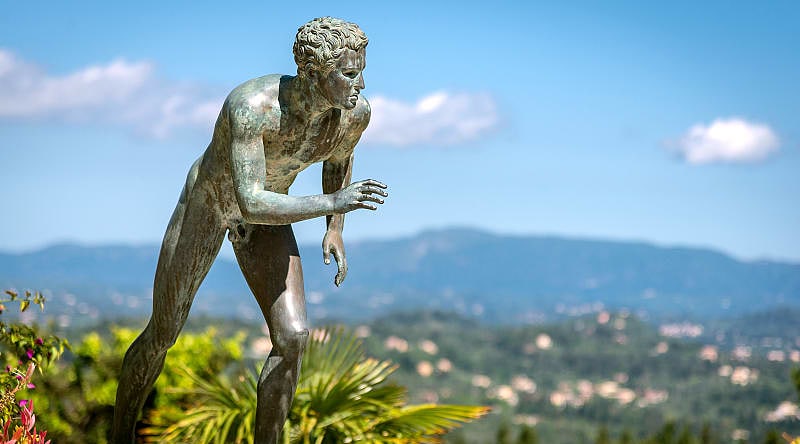 Statue in Achilleion Palace in Corfu, Greece Statue in Achilleion Palace in Corfu, Greece