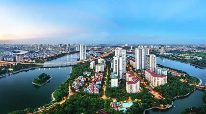 Aerial view of Hanoi in Vietnam