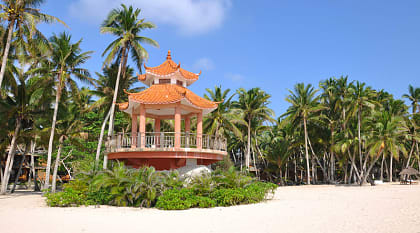 Pagoda at beach in Hainan Island, China 