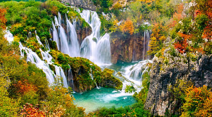 Waterfalls in Plitvice Lakes National Park, Croatia.