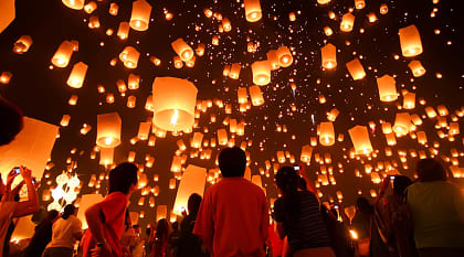 Floating lantern festival in Thailand