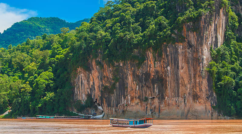 Pak Ou buddhist caves Tam ting and Mekong River Pak Ou buddhist caves Tam ting and Mekong River