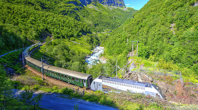 Flam railway in Aurland, Norway Flam railway in Aurland, Norway