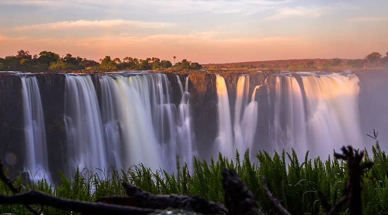 Victoria falls at sunset in Zimbabwe Victoria falls at sunset in Zimbabwe