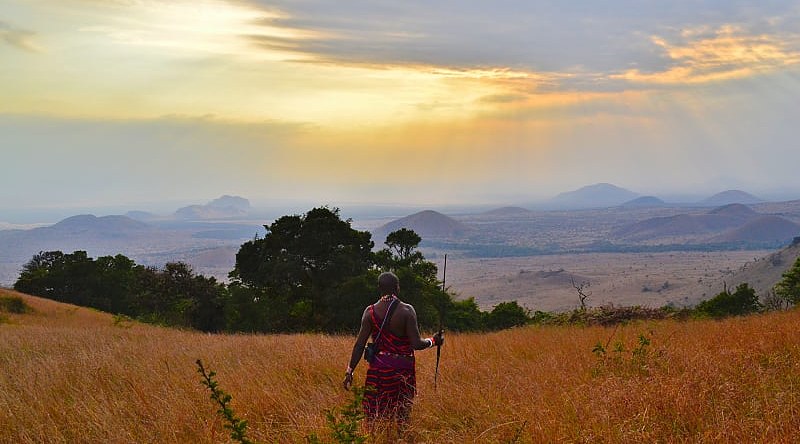 Maasai guide in Chyulu Hills, Kenya Maasai guide in Chyulu Hills, Kenya