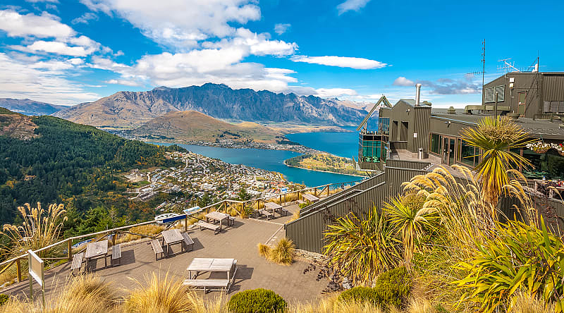 Queenstown with the Remarkables mountains in the background Queenstown with the Remarkables mountains in the background