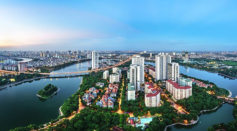 Aerial view of Hanoi in Vietnam