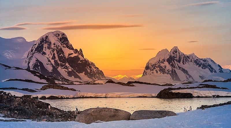 Snow capped mountains in Antarctica