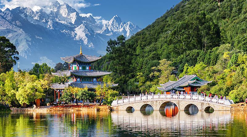 Moon Embracing Pavilion in the Jade Spring Park, China