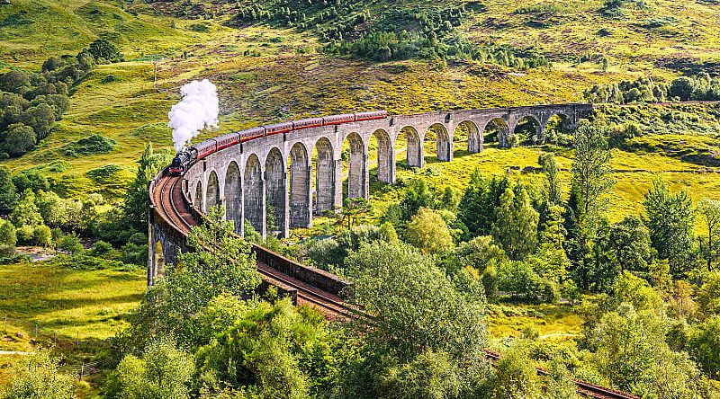 The Glenfinnan Viaduct railway in Scotland