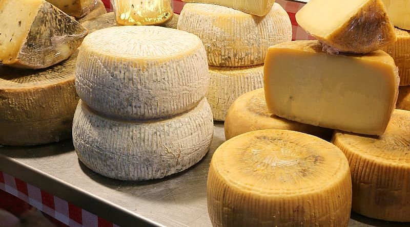 Cheese at the market is TuscanY, Italy