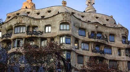 The whimsical architecture of Casa Mila, home designed by Antoni Gaudí, Barcelona, Spain