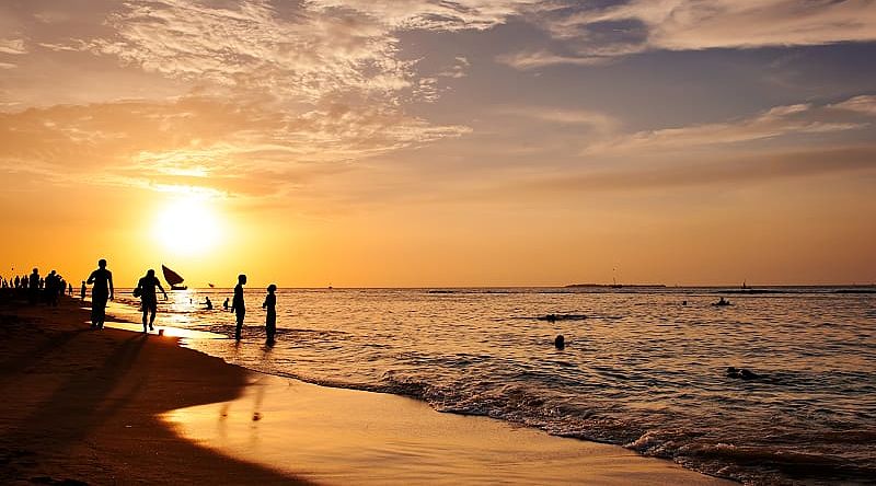 Beautiful sunset on a beach in Zanzibar