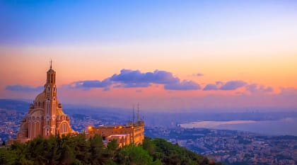 Sunset at Harissa in Lebanon