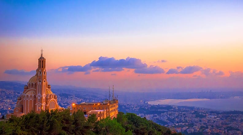 Sunset at Harissa in Lebanon Sunset at Harissa in Lebanon