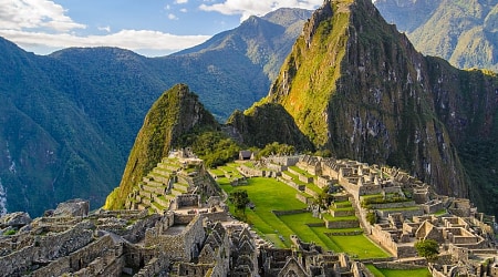 View of the ancient city of Machu Picchu in Peru