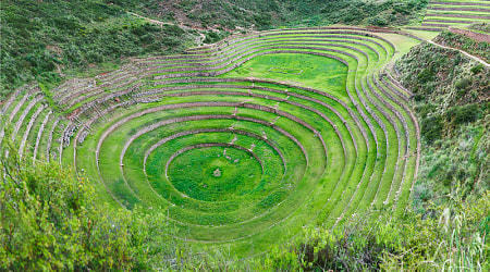 Ancient Inca circular terraces in Peru