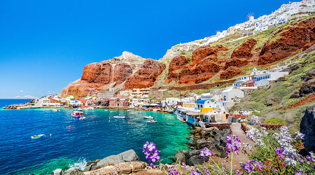 The old harbor of Ammoudi under Oia village on Santorini