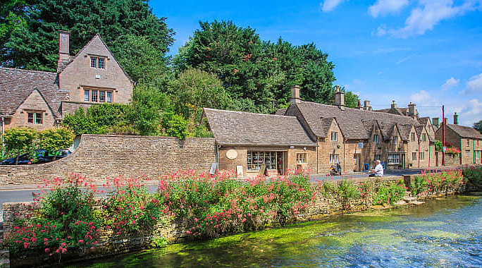 Bibury village in Cotswolds, England