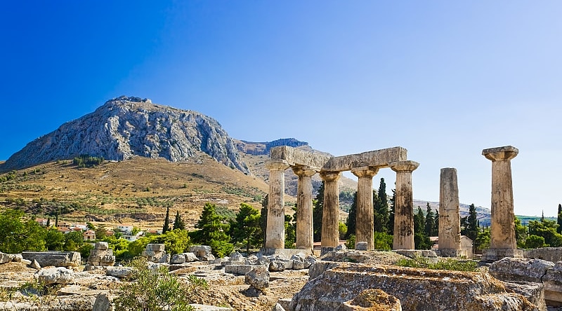 Corinth Temple ruins in Greece