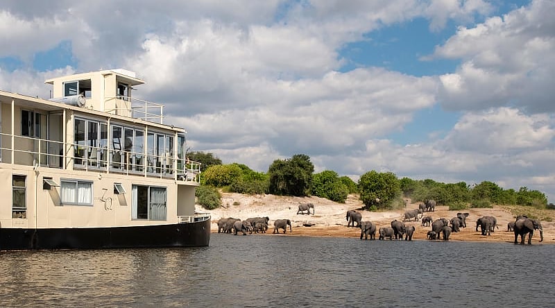 Cruising the Chobe river in Botswana aboard the Chobe Princesses by Mantis