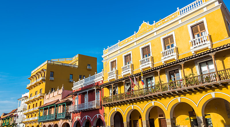 Colorful historic colonial architecture in Cartagena, Colombia