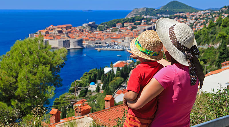 Mother and son on vacation in Dubrovnik, Croatia