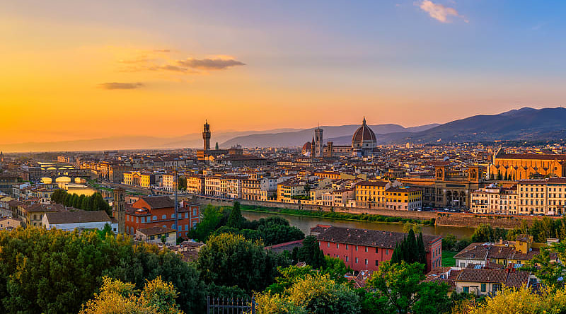 View of Florence at sunset in Italy