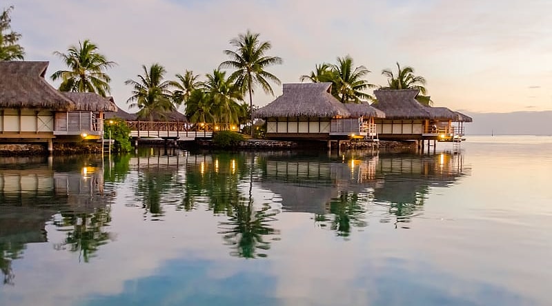 Overwater bungalows in Moorea, French Polynesia