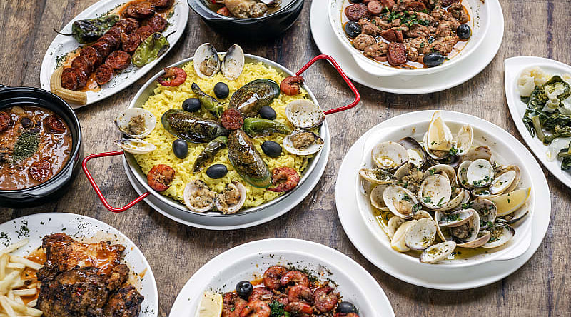 Mixed Portuguese traditional rustic tapas food