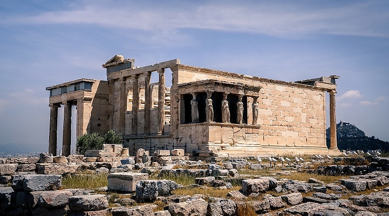 The Erechtheion Temple at the Acropolis in Athens, Greece