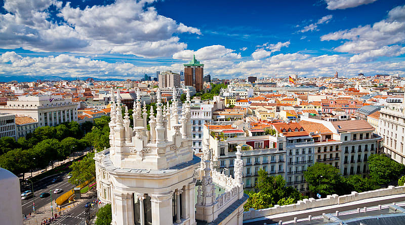 Madrid, city view from the Cibeles Palace, Spain